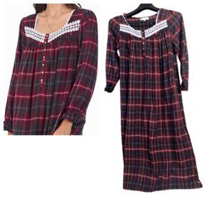 Eileen West Christmas Plaid Ballet Gown Long Sleeve Ladies Size Small Tartan
